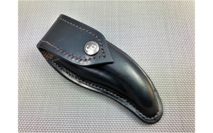 COUTEAU D'ART CL02 EBENE IVOIRE DE MAMMOUTH SERTIE D'ONYX NOIR MITRES DAMAS