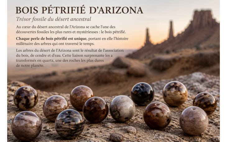 BRACELET HOMME OU FEMME MODELE PIECE UNIQUE EN BOIS PETRIFIE CLAIR D'ARIZONA 
