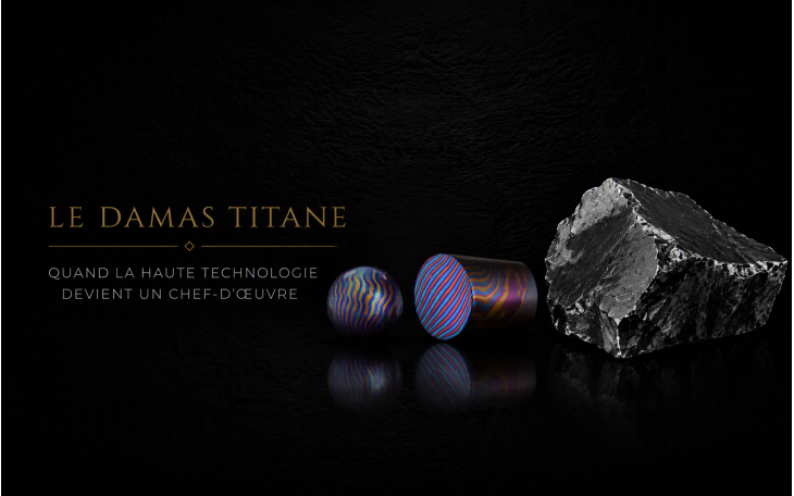 PENDENTIF HOMME ACIER DAMAS TITANE BELIERE AVEC CROIX ET CHAINE ACIER INOX